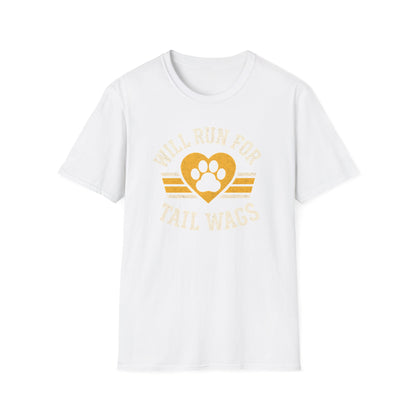 Dog Lover's Softstyle T-Shirt - I'll Run for Tail Wags, Pet Gift, Animal Enthusiast Tee, Casual Wear, Dog Mom Gift, Fun Dog Shirt