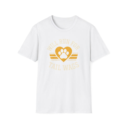 Dog Lover's Softstyle T-Shirt - I'll Run for Tail Wags, Pet Gift, Animal Enthusiast Tee, Casual Wear, Dog Mom Gift, Fun Dog Shirt