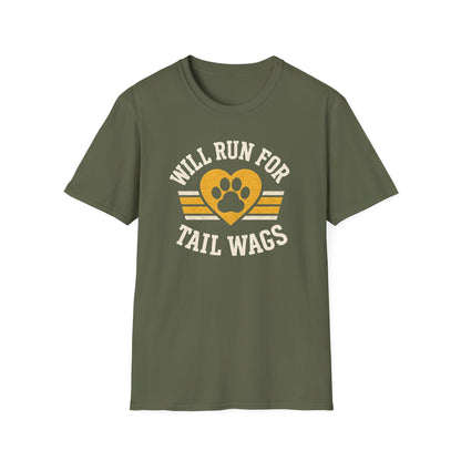 Dog Lover's Softstyle T-Shirt - I'll Run for Tail Wags, Pet Gift, Animal Enthusiast Tee, Casual Wear, Dog Mom Gift, Fun Dog Shirt