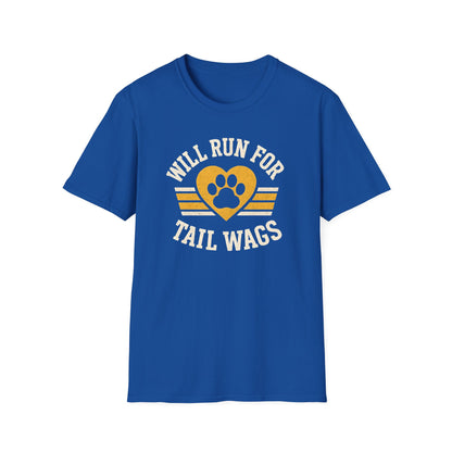 Dog Lover's Softstyle T-Shirt - I'll Run for Tail Wags, Pet Gift, Animal Enthusiast Tee, Casual Wear, Dog Mom Gift, Fun Dog Shirt