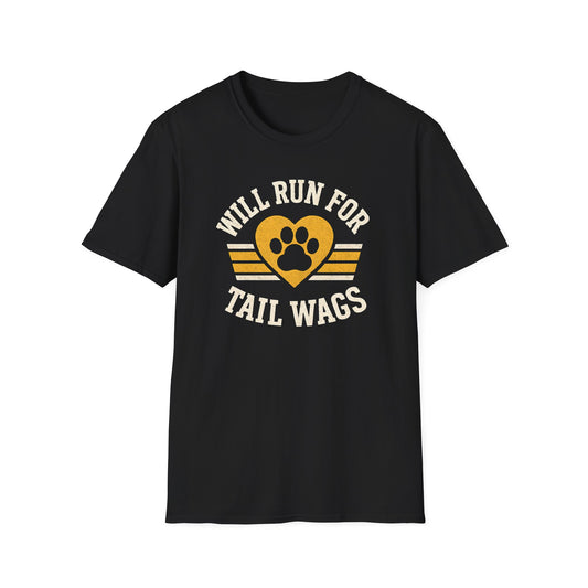 Dog Lover's Softstyle T-Shirt - I'll Run for Tail Wags, Pet Gift, Animal Enthusiast Tee, Casual Wear, Dog Mom Gift, Fun Dog Shirt