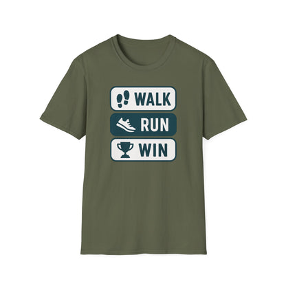 Motivational Running T-Shirt | Walk Run Win Tee, Fitness Apparel, Exercise Shirt, Gift for Runners, Athletic Wear